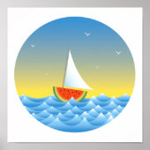 Wassermelone Sailboat Poster (Vorne)