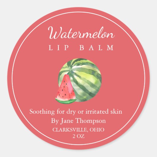 Wassermelone, Salve/Balsam Runder Aufkleber (Vorderseite)