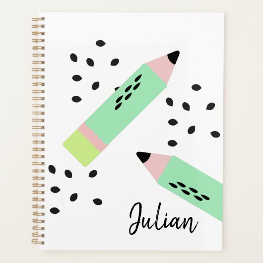 Wassermelone Samen zurück zur Schule Kinder Name Planer (Vorderseite)