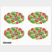 Wassermelone-Scheibe ohne nahtlosen Hintergrund Ovaler Aufkleber (Blatt)