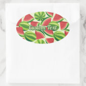 Wassermelone-Scheibe ohne nahtlosen Hintergrund Ovaler Aufkleber (Tasche)