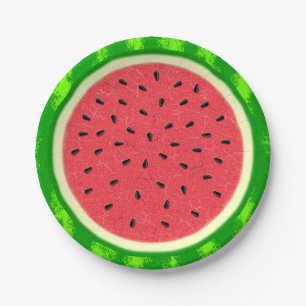 Wassermelone-Scheibe-Sommer-Frucht mit Rinde Pappteller