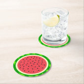 Wassermelone-Scheibe-Sommer-Frucht mit Rinde Runder Pappuntersetzer (Vor Ort)