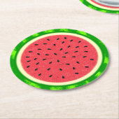 Wassermelone-Scheibe-Sommer-Frucht mit Rinde Runder Pappuntersetzer (Angewinkelt)
