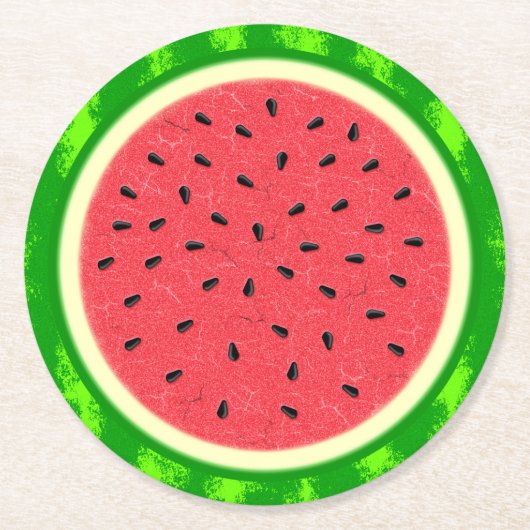 Wassermelone-Scheibe-Sommer-Frucht mit Rinde Runder Pappuntersetzer (Vorderseite)