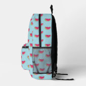 Wassermelone Scheiben auf Aquamarinem Muster Bedruckter Rucksack (Rechts)