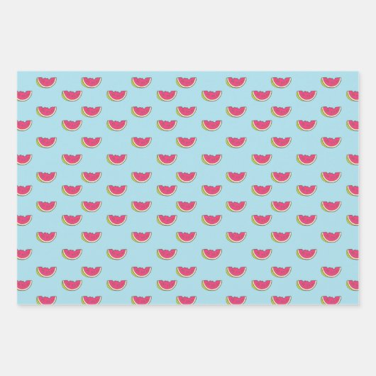 Wassermelone Scheiben auf Aquamarinem Muster Geschenkpapier Set (Vorderseite 2)