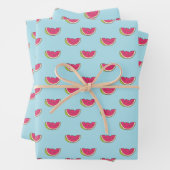 Wassermelone Scheiben auf Aquamarinem Muster Geschenkpapier Set (Beispiel)