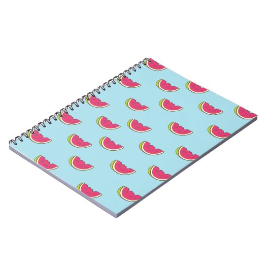 Wassermelone-Scheiben auf aquamarinem Muster Notizblock (Linke Seite)