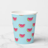 Wassermelone Scheiben auf Aquamarinem Muster Pappbecher (Rückseite)