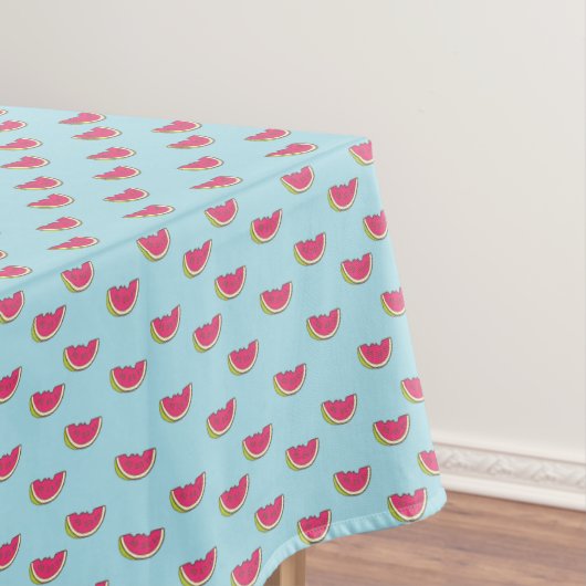 Wassermelone-Scheiben auf aquamarinem Muster Tischdecke (Beispiel)