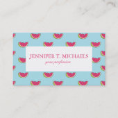 Wassermelone-Scheiben auf aquamarinem Muster Visitenkarte (Vorderseite)