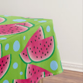 Wassermelone-Scheiben auf Grün mit blauen Punkten Tischdecke (Beispiel)