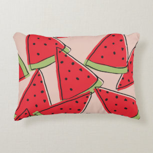 Wassermelone Scheiben Rosa Hintergrund Muster Dekokissen