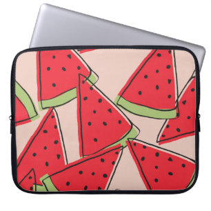Wassermelone Scheiben Rosa Hintergrund Muster Laptopschutzhülle