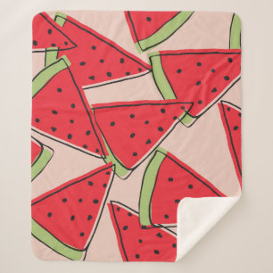 Wassermelone Scheiben Rosa Hintergrund Muster Sherpadecke