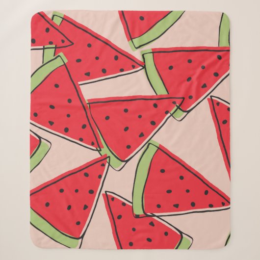 Wassermelone Scheiben Rosa Hintergrund Muster Sherpadecke (Vorderseite)