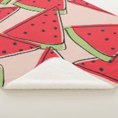 Wassermelone Scheiben Rosa Hintergrund Muster Sherpadecke (3/4)
