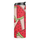 Wassermelone Scheiben Rosa Hintergrund Muster Thermosbecher (Nach links gedreht)