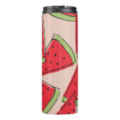 Wassermelone Scheiben Rosa Hintergrund Muster Thermosbecher (Rückseite)