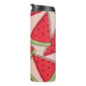 Wassermelone Scheiben Rosa Hintergrund Muster Thermosbecher (Nach rechts gedreht)