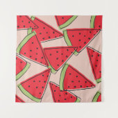 Wassermelone Scheiben Rosa Hintergrund Muster Wandteppich (Vorderseite (Horizontal))