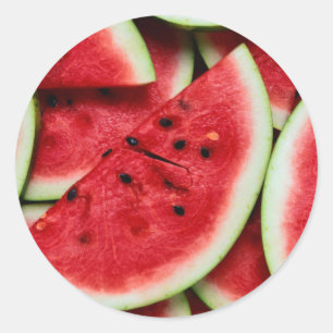 Wassermelone-Scheiben Runder Aufkleber