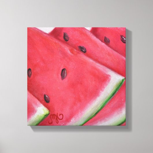 Wassermelone Scheiben - Stretchierte Canvas Print Leinwanddruck (Vorderseite)