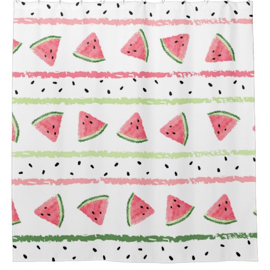 Wassermelone Scheiben: Wasserfarbe gestrichen Naht Duschvorhang (Vorderseite)