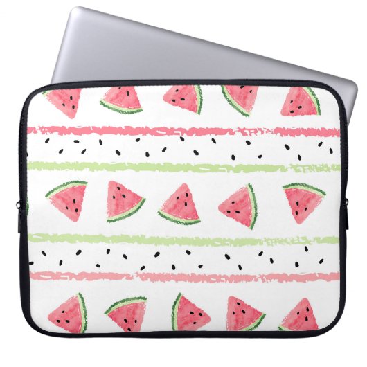 Wassermelone Scheiben: Wasserfarbe gestrichen Naht Laptopschutzhülle (Vorderseite)