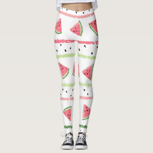 Wassermelone Scheiben: Wasserfarbe gestrichen Naht Leggings