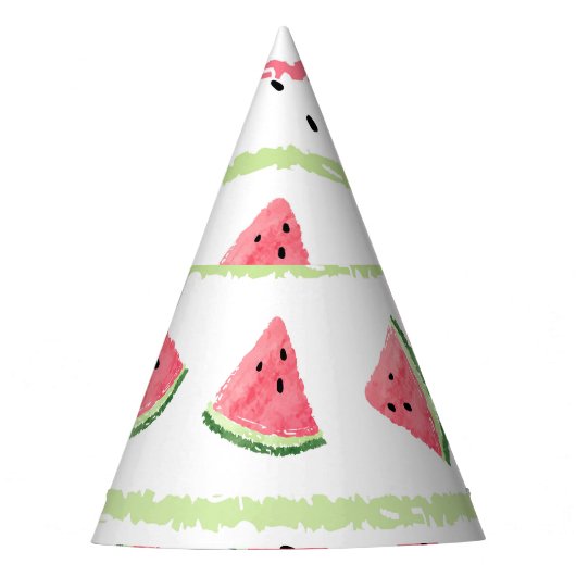 Wassermelone Scheiben: Wasserfarbe gestrichen Naht Partyhütchen (Vorderseite)