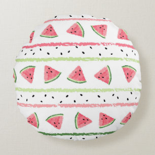 Wassermelone Scheiben: Wasserfarbe gestrichen Naht Rundes Kissen