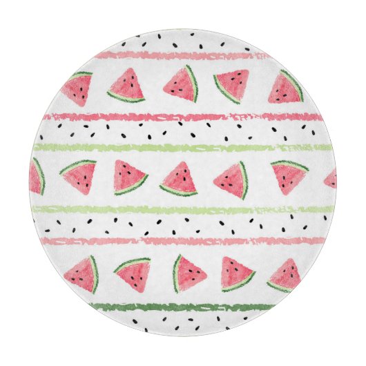Wassermelone Scheiben: Wasserfarbe gestrichen Naht Schneidebrett (Vorderseite)
