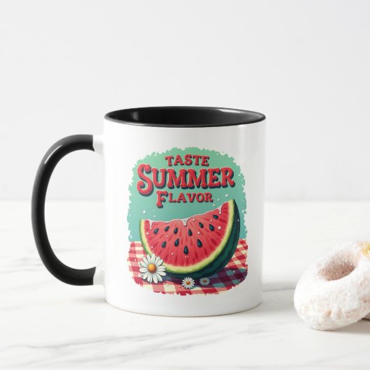 Wassermelone Schmeckt Sommergeschmack Tasse (Mit Donut)