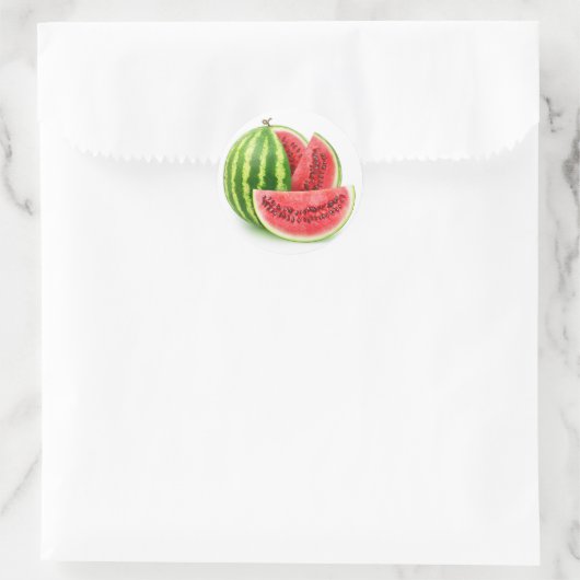 Wassermelone schneiden runder aufkleber (Tasche)
