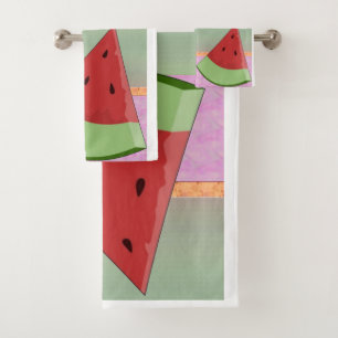 Wassermelone schneidet dekoratives badhandtuch set