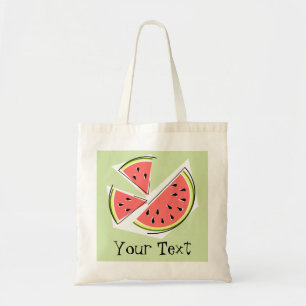 Wassermelone schneidet "Text" Taschen-Taschengrün Tragetasche