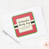 Wassermelone Schönheitsseife hausgemachte Produktk Quadratischer Aufkleber (Umschlag)