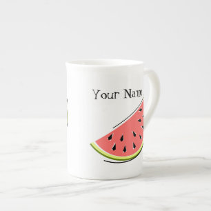 Wassermelone Slice 2 Monogramm Porzellantasse
