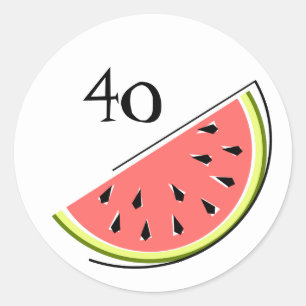 Wassermelone Slice Age 40 Aufkleber rund