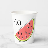 Wassermelone Slice Age 40 Pappbecher (Rückseite)