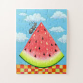 Wassermelone Slice mit Ant Funny Whimsischer Somme Puzzle (Vertikal)