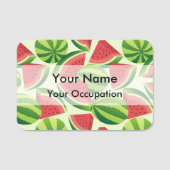Wassermelone Slice Nahtloser Hintergrund Namensschild (Vorderseite)