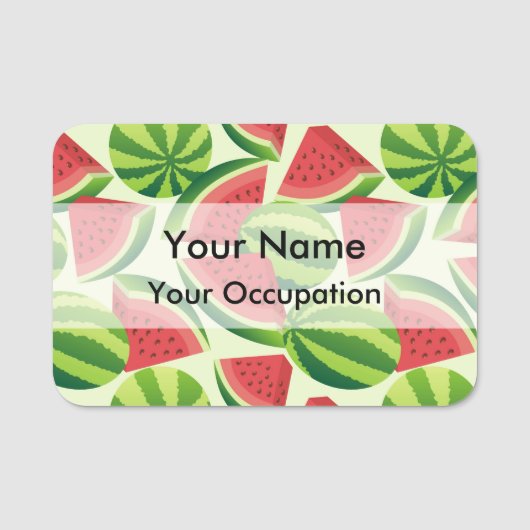 Wassermelone Slice Nahtloser Hintergrund Namensschild (Vorderseite)