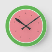 Wassermelone Slice Pink und Grün Moderner Sommer Runde Wanduhr (Vorderseite)