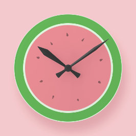 Wassermelone Slice Pink und Grün Moderner Sommer Runde Wanduhr