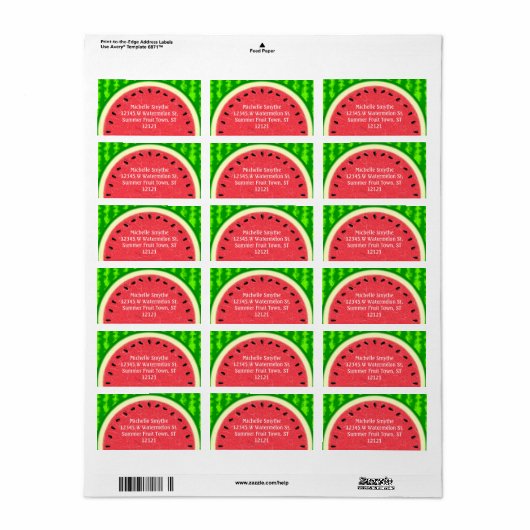 Wassermelone Slice Sommer Früchte mit Rind Adressaufkleber (Vorne)