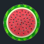 Wassermelone Slice Sommer Früchte mit Rind Dartscheibe<br><div class="desc">Dieses hübsche Wassermelone-Design hat eine runde Frucht, die aussieht, als wäre sie geschnitten worden, also zeigt sich das saftig rosa-rote Fleisch der Melone, zusammen mit vielen schwarzen Wassermelonen-Samen. Die Beere hat auch eine gesprenkelte grüne, gesprenkelte Rinde. Es ist ein niedliches, skurriles Sommerdesign. Siehe dazu passende Artikel in unserem Shop unter...</div>