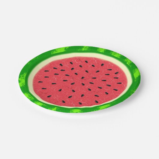 Wassermelone Slice Sommer Früchte mit Rind Pappteller (Schrägansicht)